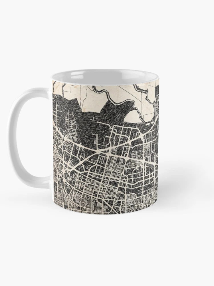 Aperçu 5 sur 6. Mug à café avec l'œuvre Santa Clara map California Ink lines créée et vendue par InkMaps.