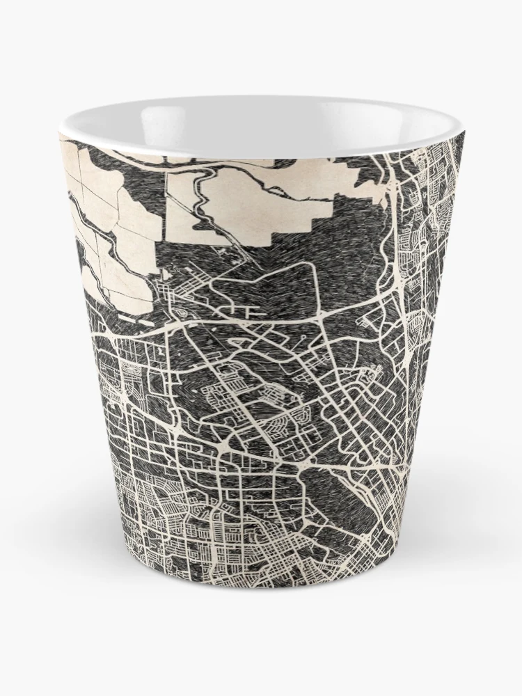 Aperçu 2 sur 4. Mug à café avec l'œuvre Santa Clara map California Ink lines créée et vendue par InkMaps.