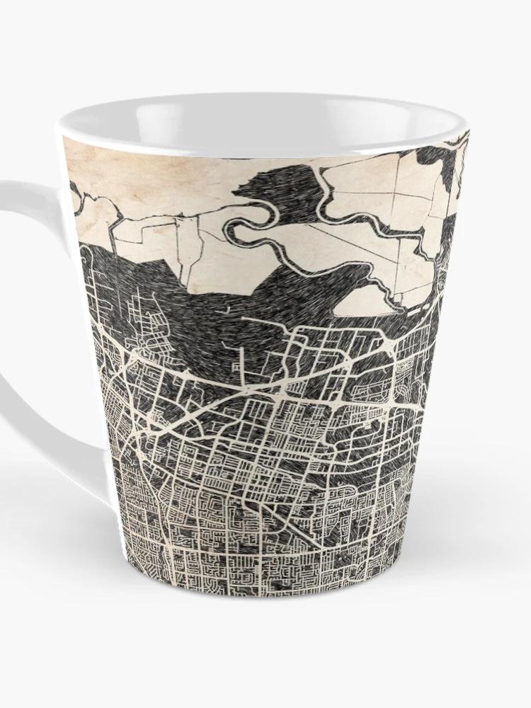 Aperçu 3 sur 4. Mug à café avec l'œuvre Santa Clara map California Ink lines créée et vendue par InkMaps.