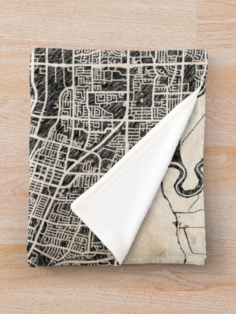 Thumbnail 3 von 6, Fleecedecke, Santa Clara map California Ink lines designt und verkauft von InkMaps.