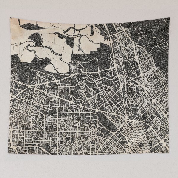 Item preview, Santa Clara map California Ink lines designed and sold by InkMaps.