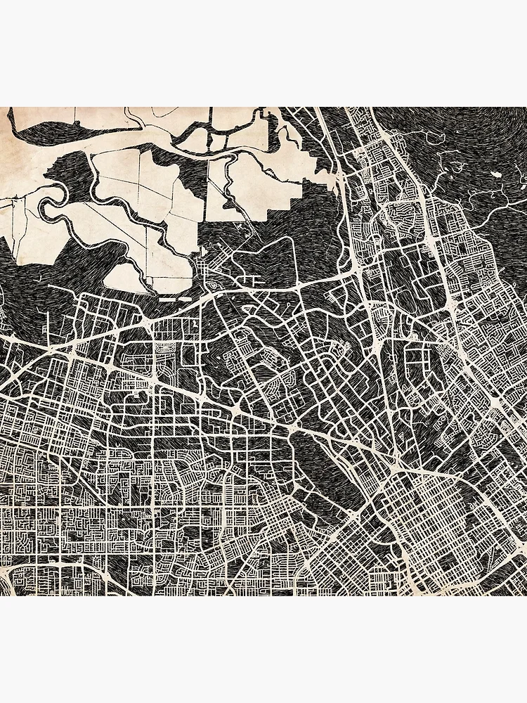 Aperçu 5 sur 5. Chaussettes avec l'œuvre Santa Clara map California Ink lines créée et vendue par InkMaps.