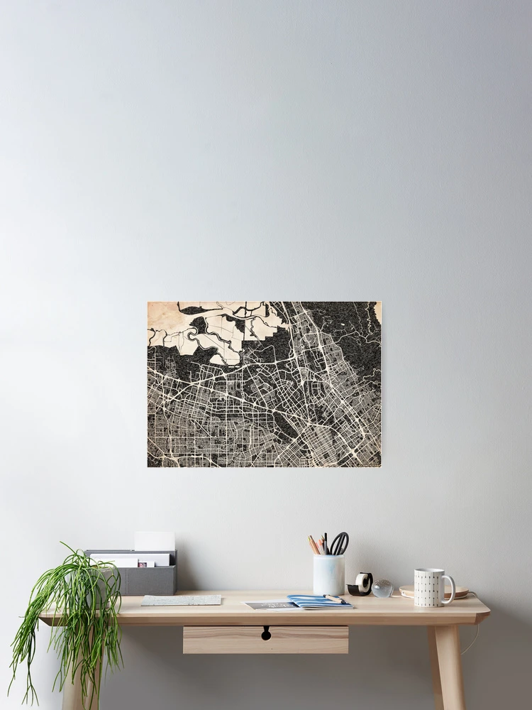 Aperçu 2 sur 3. Poster avec l'œuvre Santa Clara map California Ink lines créée et vendue par InkMaps.