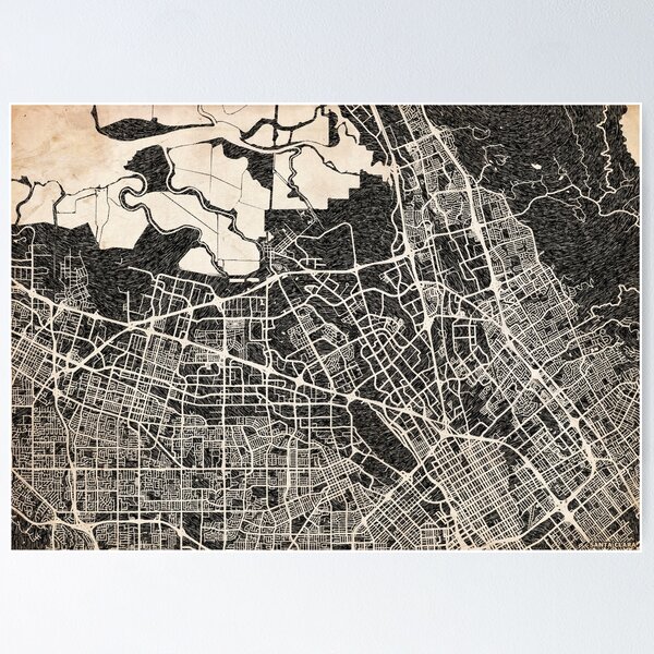 Item preview, Santa Clara map California Ink lines designed and sold by InkMaps.