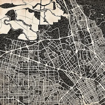 Artwork thumbnail, Santa Clara map California Ink lines by InkMaps