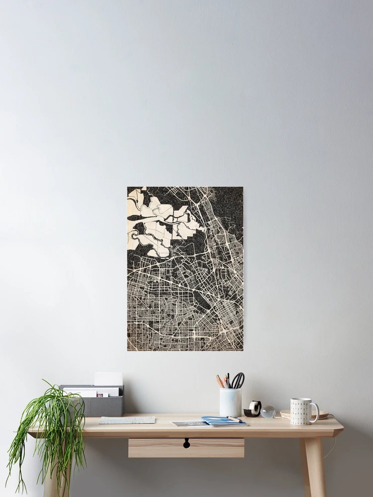Thumbnail 2 von 3, Poster, Santa Clara map California Ink lines 2 designt und verkauft von InkMaps.