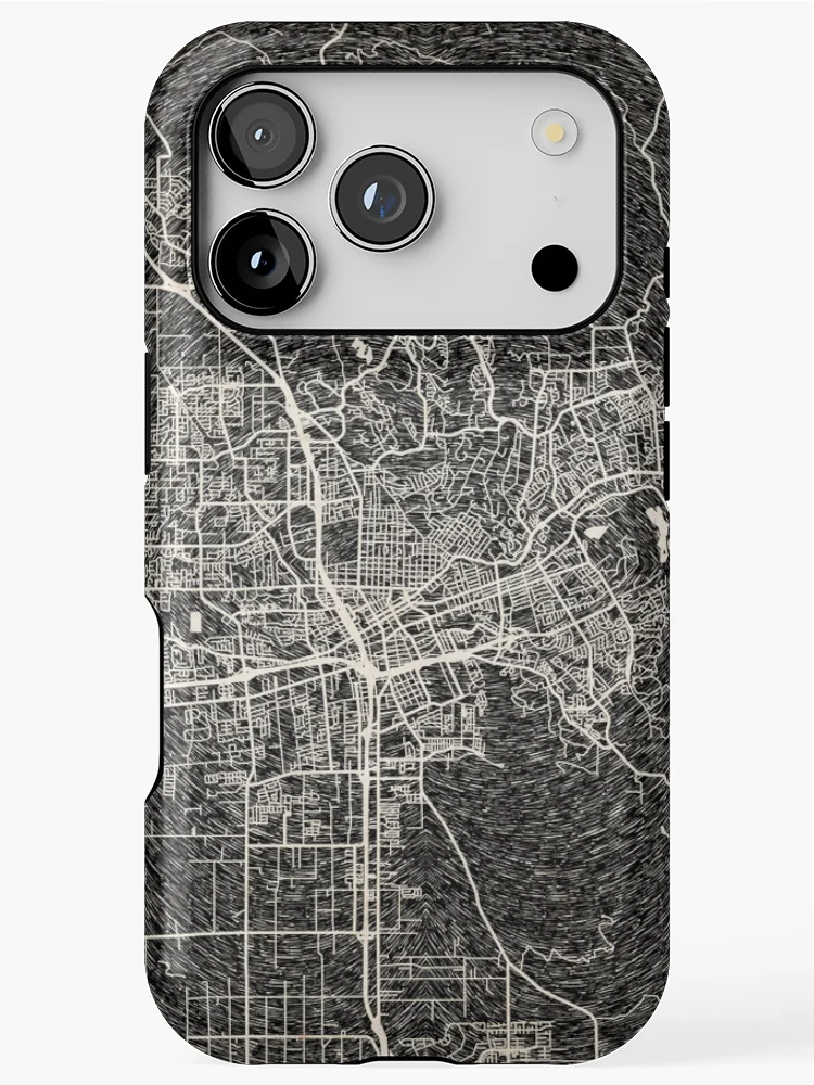 Thumbnail 1 of 4, iPhone Case, Santa Rosa map California Ink lines designed and sold by InkMaps.