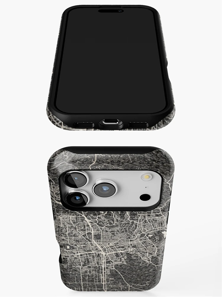 Thumbnail 3 of 4, iPhone Case, Santa Rosa map California Ink lines designed and sold by InkMaps.