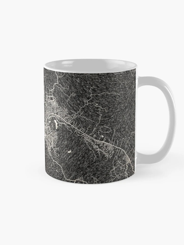 Thumbnail 3 of 6, Coffee Mug, Santa Rosa map California Ink lines designed and sold by InkMaps.