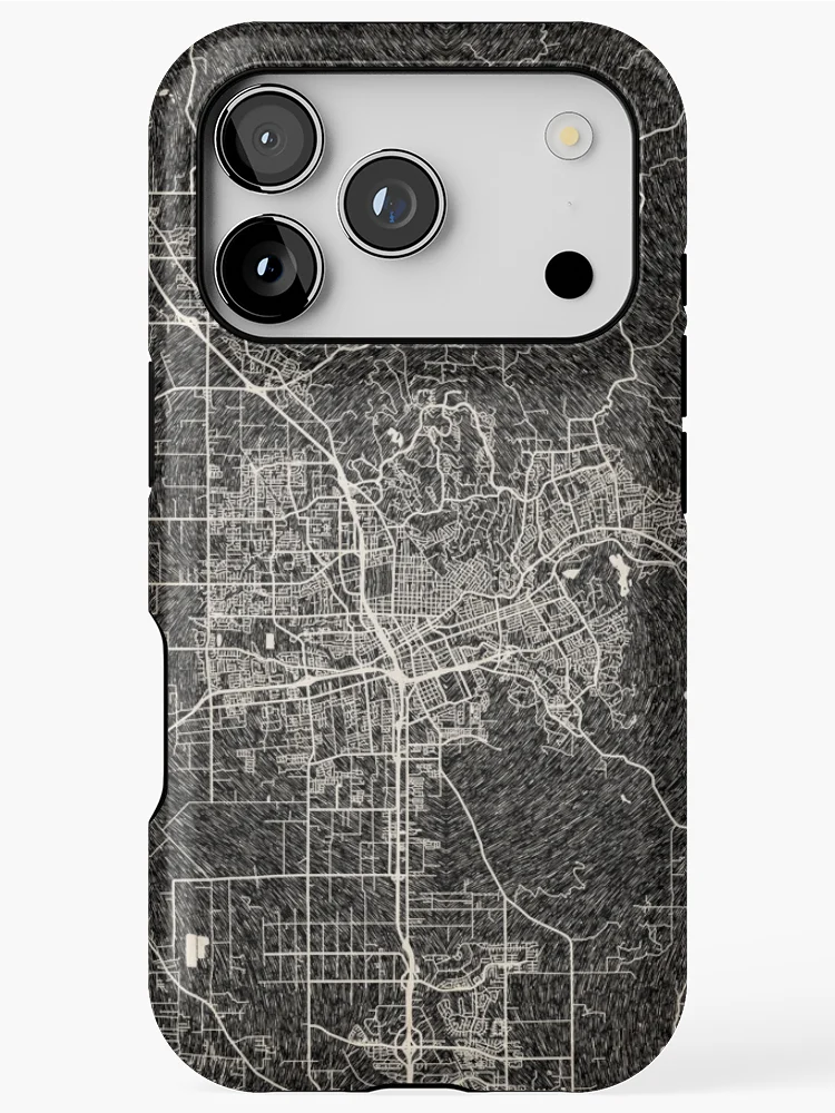 Thumbnail 1 of 4, iPhone Case, Santa Rosa map California Ink lines 2 designed and sold by InkMaps.