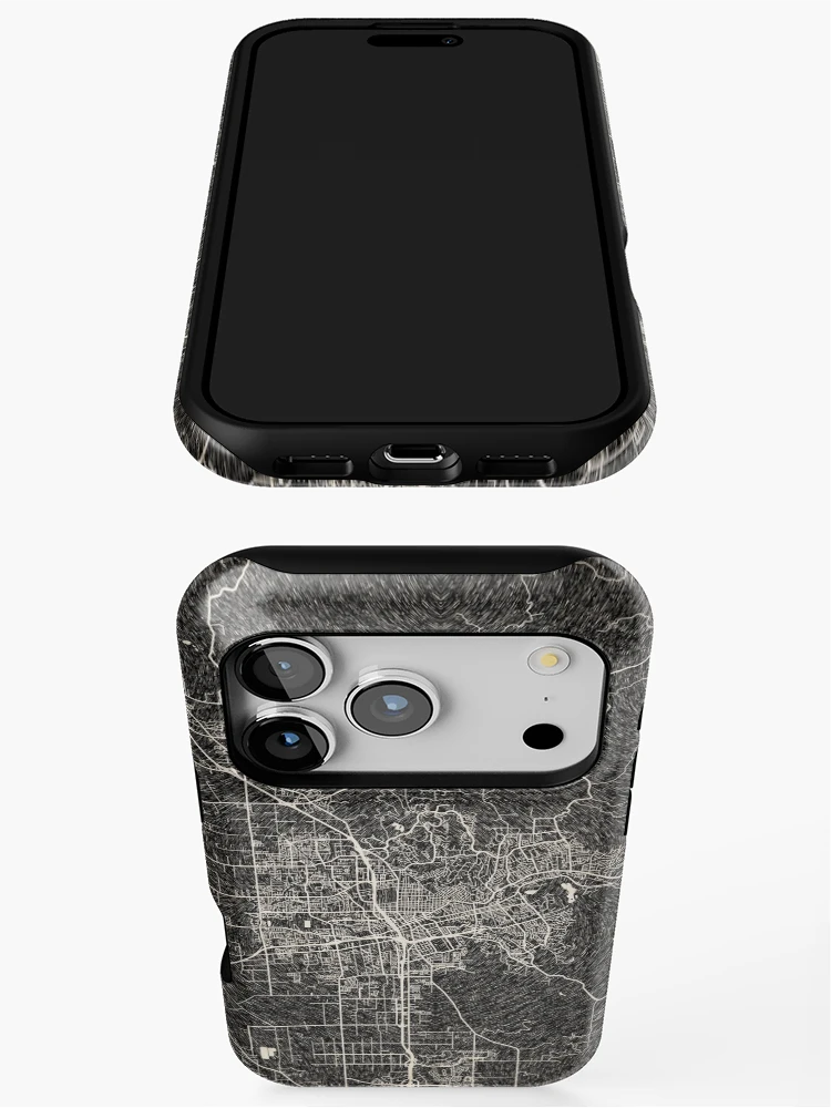Thumbnail 3 of 4, iPhone Case, Santa Rosa map California Ink lines 2 designed and sold by InkMaps.