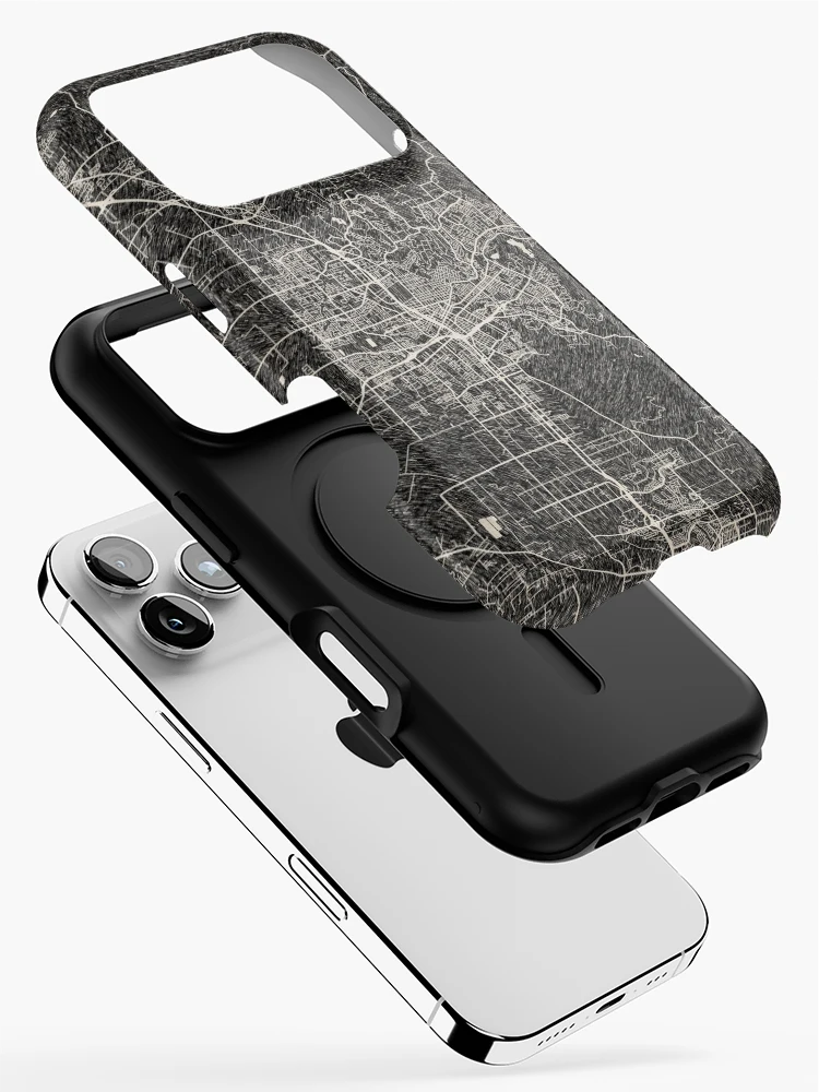 Thumbnail 2 of 4, iPhone Case, Santa Rosa map California Ink lines 2 designed and sold by InkMaps.