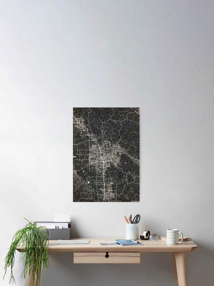 Thumbnail 2 of 3, Poster, Santa Rosa map California Ink lines 2 designed and sold by InkMaps.