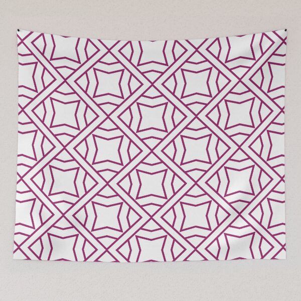 Item preview, Magenta and White Stripe Cube Tile Pattern - Color Matches Colour of the Year 2022 Orchid Flower 150-38-31 designed and sold by ColorOfTheYears.