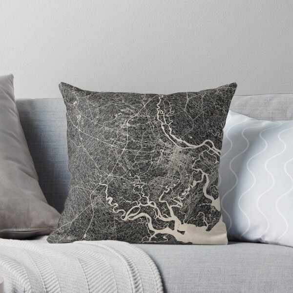 Aperçu de l'œuvre Savannah map Georgia Ink lines créée et vendue par InkMaps.
