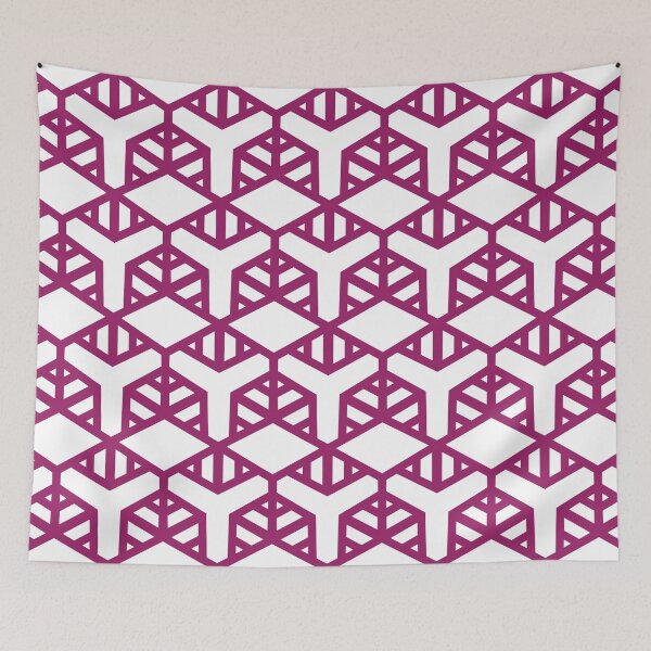 Item preview, Magenta and White Geometric Shape Tile Pattern - Color Matches Colour of the Year 2022 Orchid Flower 150-38-31 designed and sold by ColorOfTheYears.