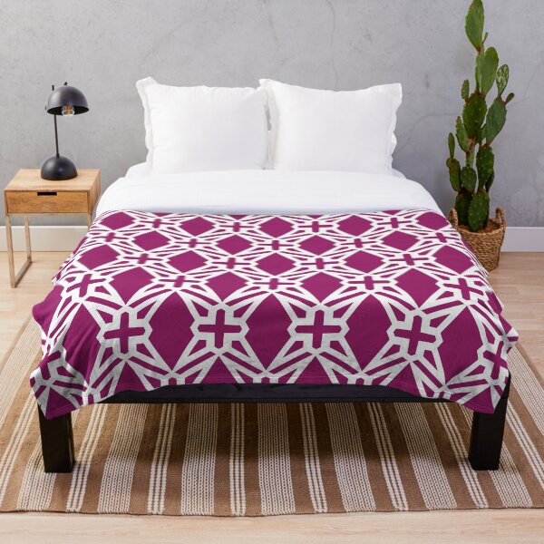 Item preview, Magenta and White Geometric Shape Tile Pattern - Color Matches Colour of the Year 2022 Orchid Flower 150-38-31 designed and sold by ColorOfTheYears.