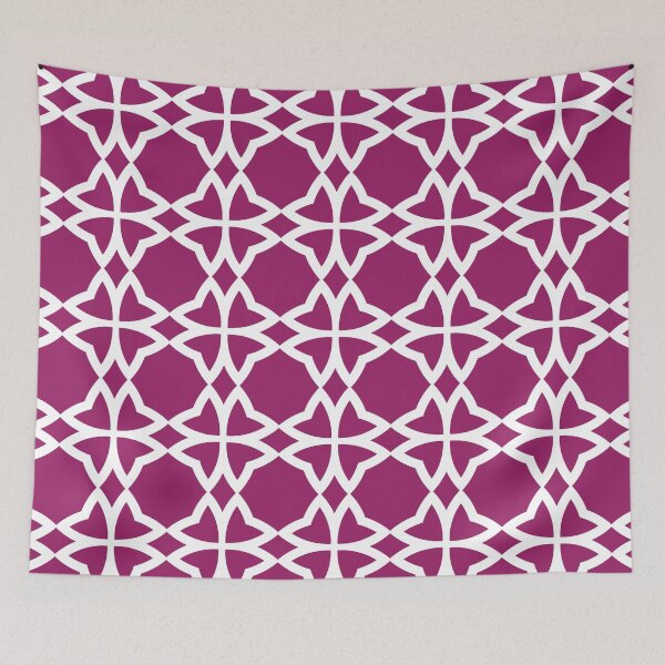 Item preview, Magenta and White Symmetrical Flower Pattern - Color Matches Colour of the Year 2022 Orchid Flower 150-38-31 designed and sold by ColorOfTheYears.