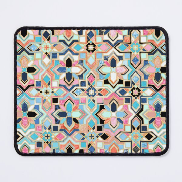 Item preview, Boho Tilework in Coral Pink and Blue designed and sold by micklyn.