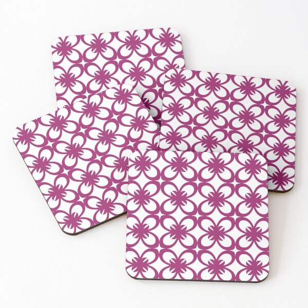 Item preview, Magenta and White Minimal Floral Flower Pattern - Color Matches Colour of the Year 2022 Orchid Flower 150-38-31 designed and sold by ColorOfTheYears.