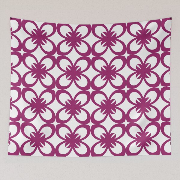Item preview, Magenta and White Minimal Floral Flower Pattern - Color Matches Colour of the Year 2022 Orchid Flower 150-38-31 designed and sold by ColorOfTheYears.