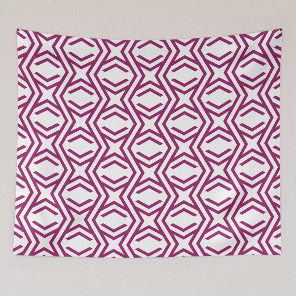 Item preview, Magenta and White Zig Zag Stripe and Star Pattern - Color Matches Colour of the Year 2022 Orchid Flower 150-38-31 designed and sold by ColorOfTheYears.