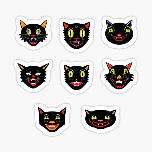 Vista previa del artículo con la obra «Pack de set de gato negro de Halloween vintage», diseñado y vendido por magicbyrc.
