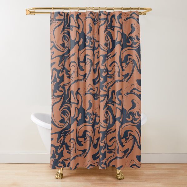 Twirl abstracts illustration pattern with navy background Shower Curtain