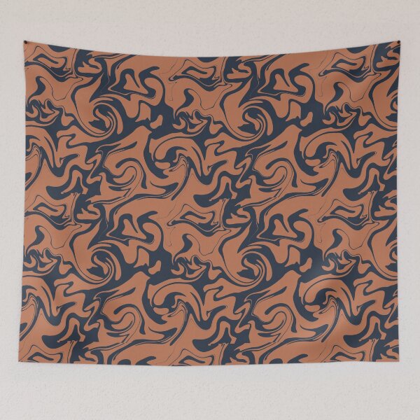 Item preview, Twirl abstracts illustration pattern with navy background  designed and sold by MercuryV.