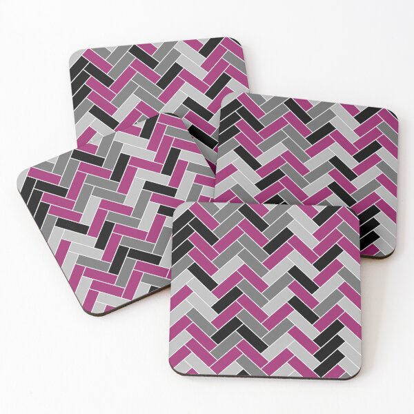 Item preview, Magenta Gray Black and White Herringbone Pattern - Color Matches Colour of the Year 2022 Orchid Flower 150-38-31 designed and sold by ColorOfTheYears.