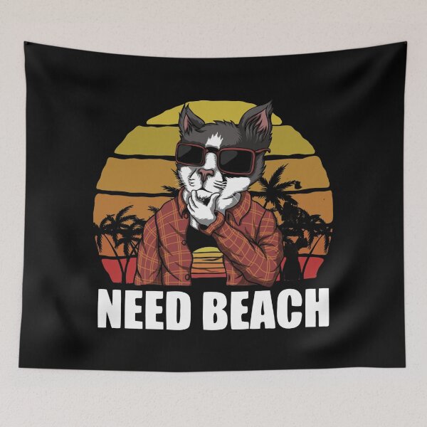 Item preview, Funny cat need a beach designed and sold by Vittorio Shop.