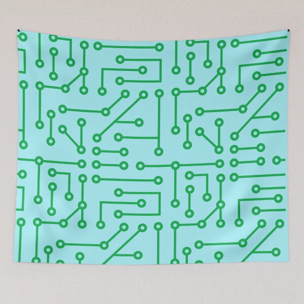 Item preview, Green PCB printed circuit board trace line art designed and sold by EngineersArt.