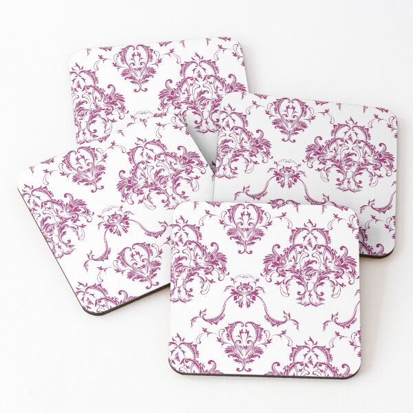 Item preview, Magenta and White Damask Scroll Baroque Pattern - Color Matches Colour of the Year 2022 Orchid Flower 150-38-31 designed and sold by ColorOfTheYears.