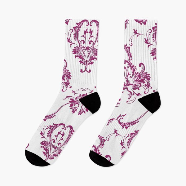 Item preview, Magenta and White Damask Scroll Baroque Pattern - Color Matches Colour of the Year 2022 Orchid Flower 150-38-31 designed and sold by ColorOfTheYears.