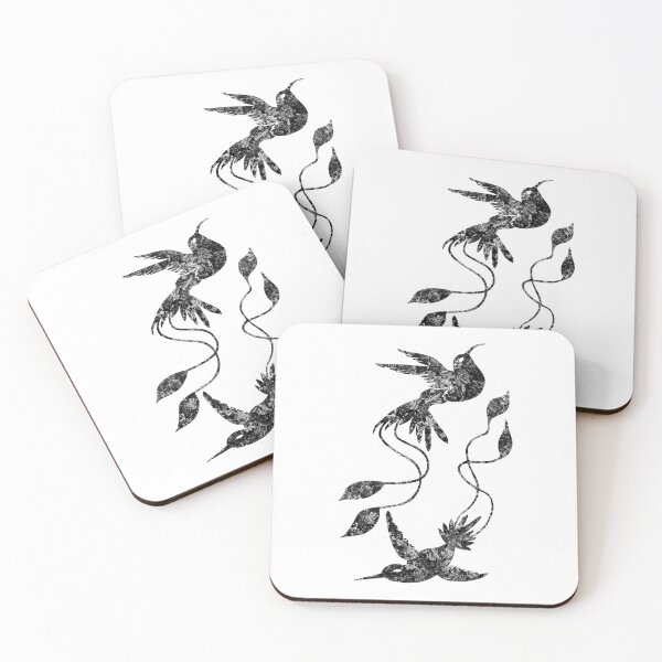 Item preview, White leaves in darkest skies abstract hummingbirds designed and sold by TitaCris.