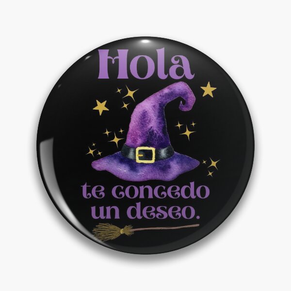 Item preview, Hola Te Concedo Un Deseo. Noche de Brujas Halloween, Sombrero y Escoba de Bruja - I Grant You a Wish in Spanish designed and sold by InkItStudio.