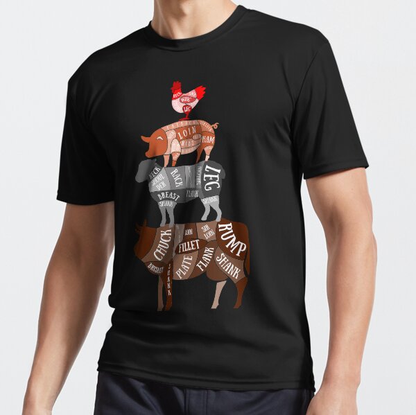 Butcher Meat Cuts Diagram, Butcher, Chef, Sous Chef, Line Cook, Kitchen, Cook Active T-Shirt