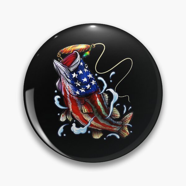 Item preview,  Bass Fishing Fish Angler Fathers American Flag designed and sold by luisweber.