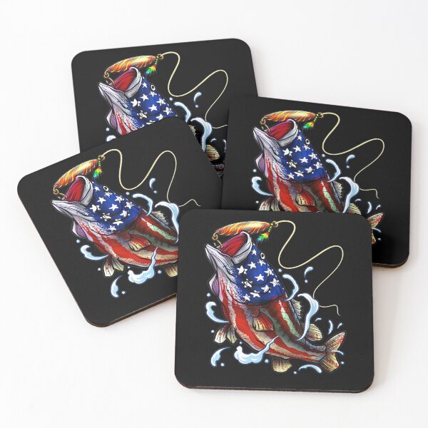 Item preview,  Bass Fishing Fish Angler Fathers American Flag designed and sold by luisweber.