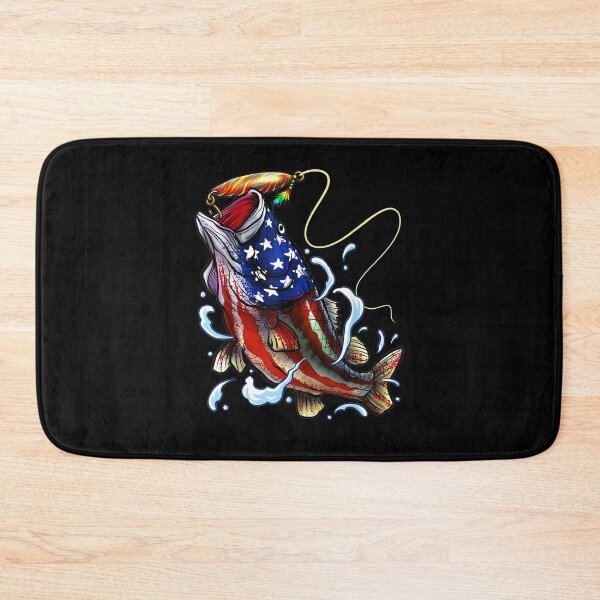 Item preview,  Bass Fishing Fish Angler Fathers American Flag designed and sold by luisweber.