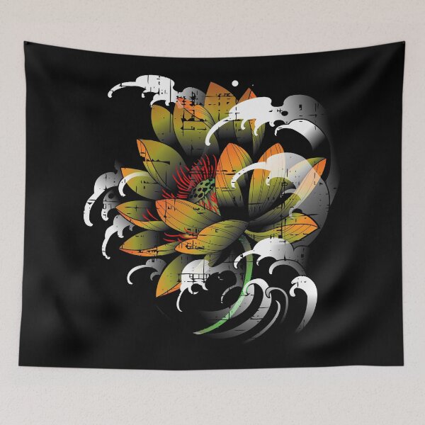 Item preview, Tattooed style lotus designed and sold by ZHUGUI.