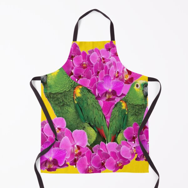 Item preview, GREEN MACAWS WITH PINK ORCHID FLOWERS GOLD ART designed and sold by sharlesart.