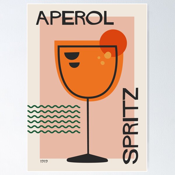 Item preview, Aperol Spritz Cocktail Mid Century Modern Poster designed and sold by enricadenicola.
