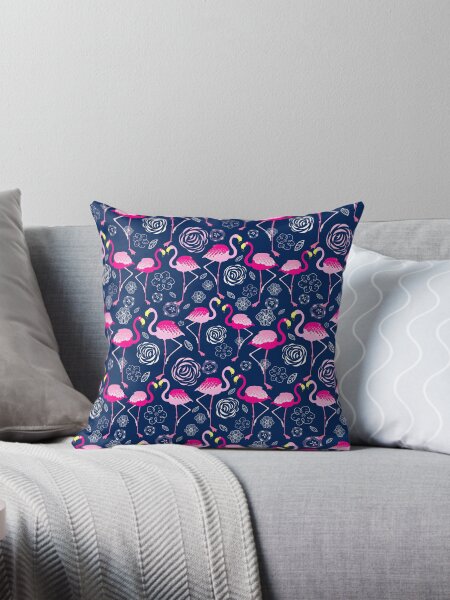 Bright pattern flamingos Throw Pillow