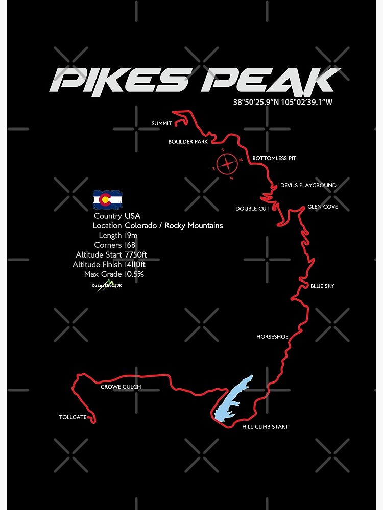 Pikes Peak Colorado USA Sticker T-Shirt Route | Art Board Print