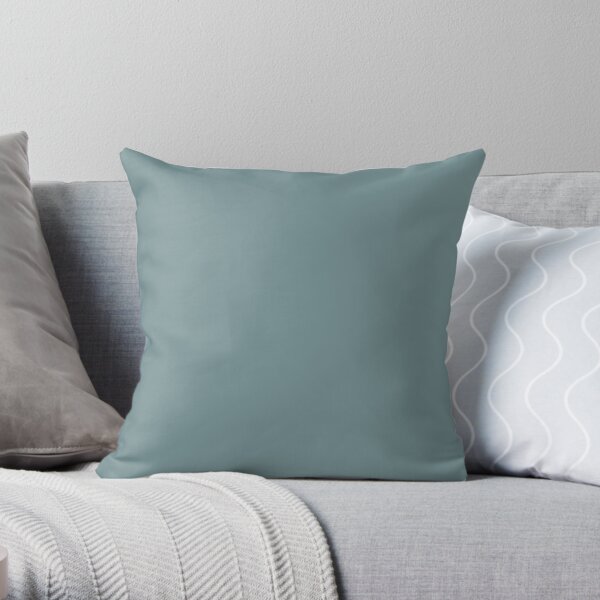 Medium Blue Solid Hue - 2022 Color - Shade Matches Farrow and Ball Stone Blue 86 - Colour Trends - Popular Shade Throw Pillow