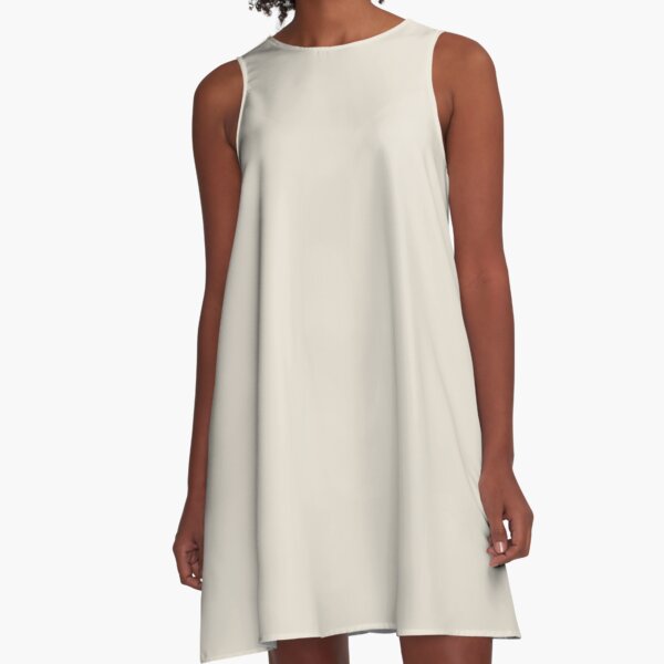 Off White Solid Hue - 2022 Color - Shade - Colour Matches Farrow and Ball School House White 291 - Colour Trends - Popular Shade A-Line Dress