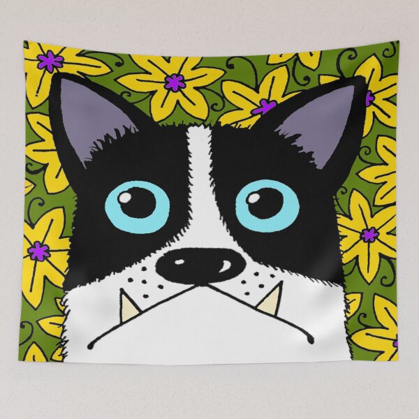Item preview, Dog Monster with Blue Eyes and Flowers designed and sold by SquashBlossom1.