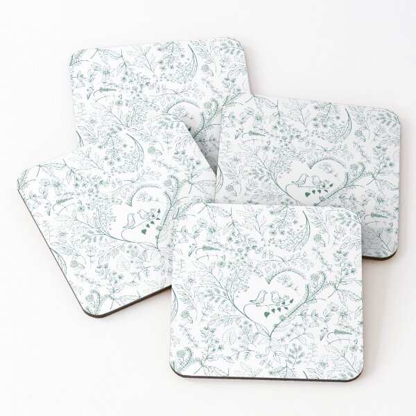 Item preview, green flowers, birds and hearts, valentines day designed and sold by Olga Lashko.
