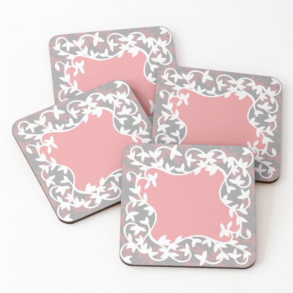 Item preview, Pastel pink, light grey, white leaves, elegant, floral pattern designed and sold by Svitac.
